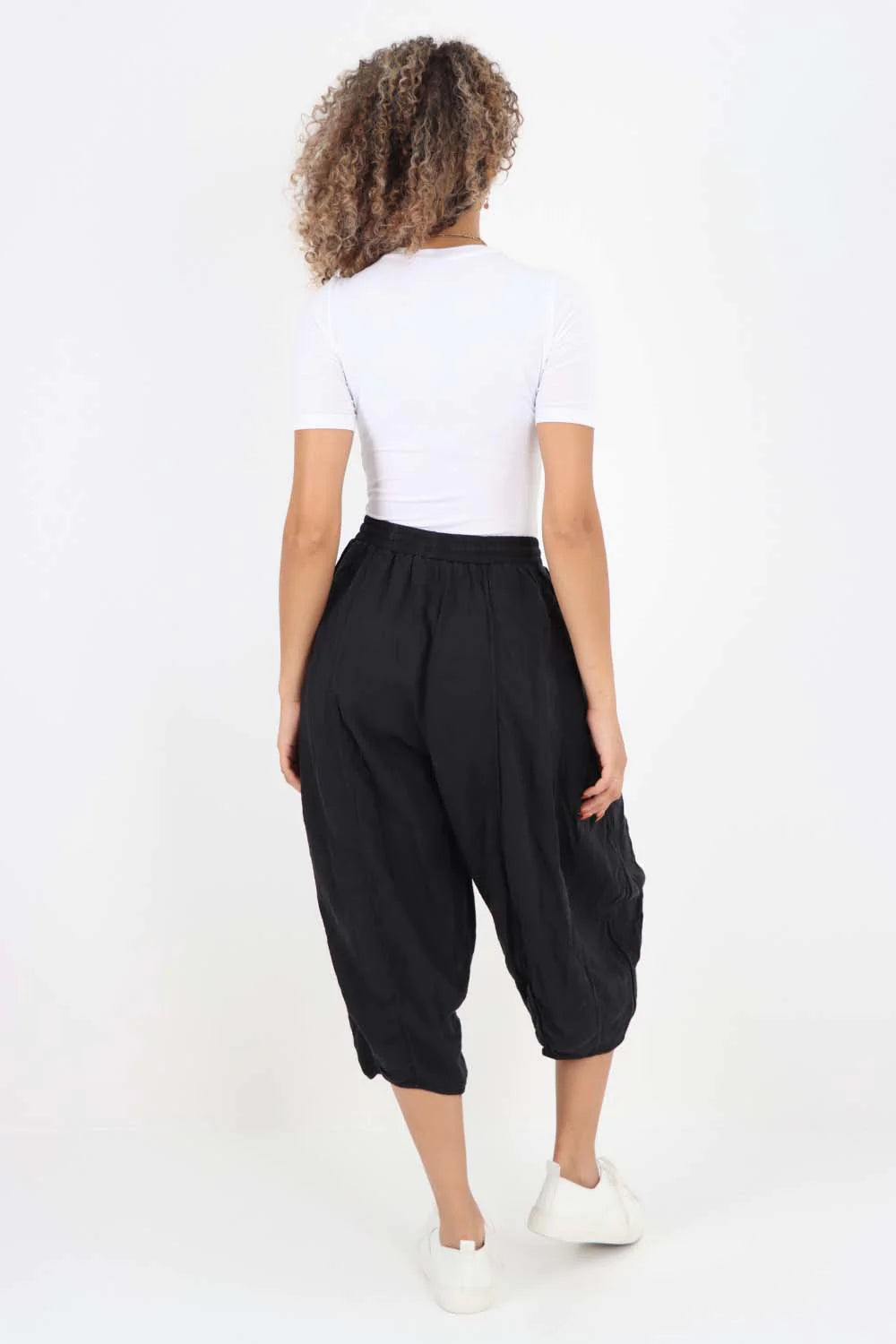 Italian Panelled 3/4 Length Linen Joggers Trouser WearAll