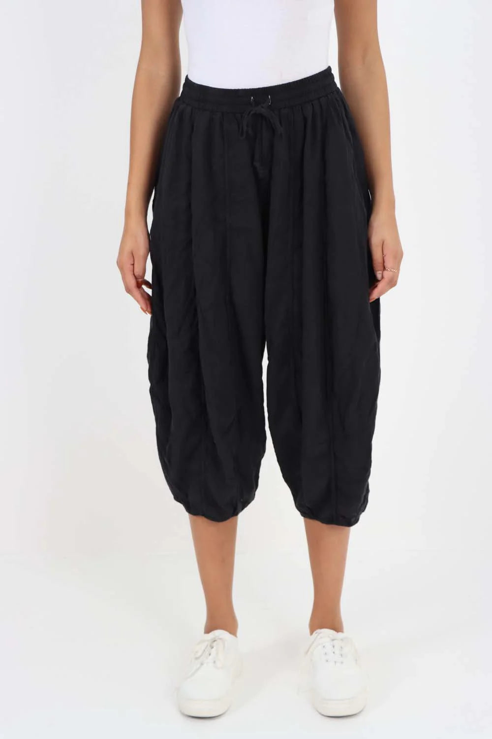 Italian Panelled 3/4 Length Linen Joggers Trouser WearAll