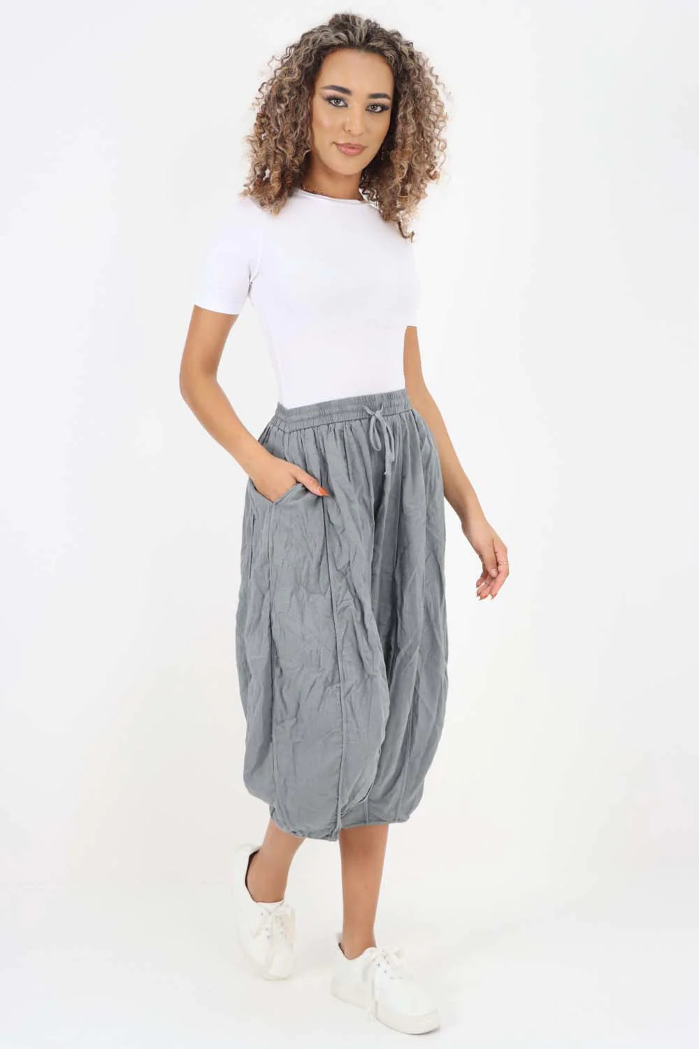 Italian Panelled 3/4 Length Linen Joggers Trouser WearAll