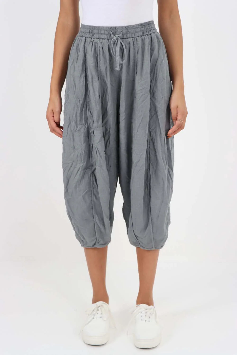 Italian Panelled 3/4 Length Linen Joggers Trouser WearAll