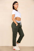 Italian Plain Drawstring Cotton Joggers Trouser WearAll Khaki 8
