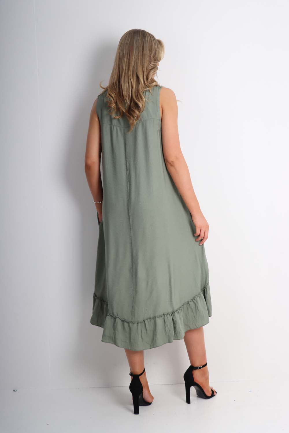 Italian Lace Neckline Dipped Hem Dress Dress WearAll
