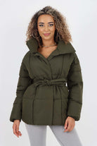 Italian Belted Hooded Jacket Coat Jackets & Coat WearAll Khaki One Size(Fits UK 8-16)