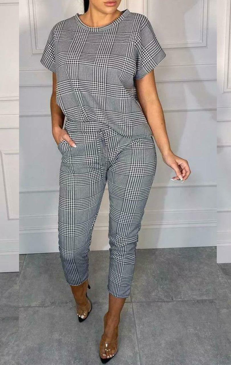 Boxy Check Print Jogger Top Loungewear Loungewear WearAll Mono Check Print 16-18