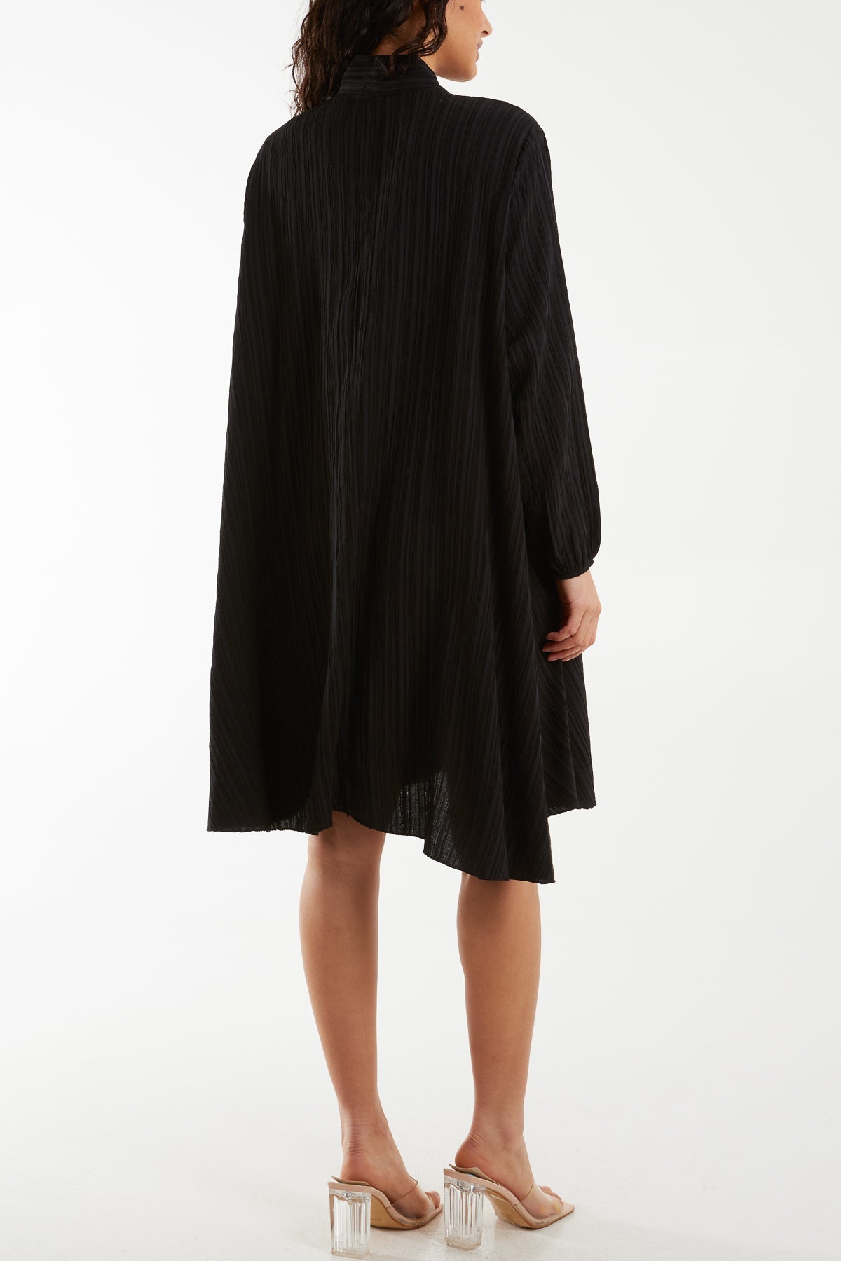 Pussy Bow Crinkle Fabric Midi Dress Dresses WearAll