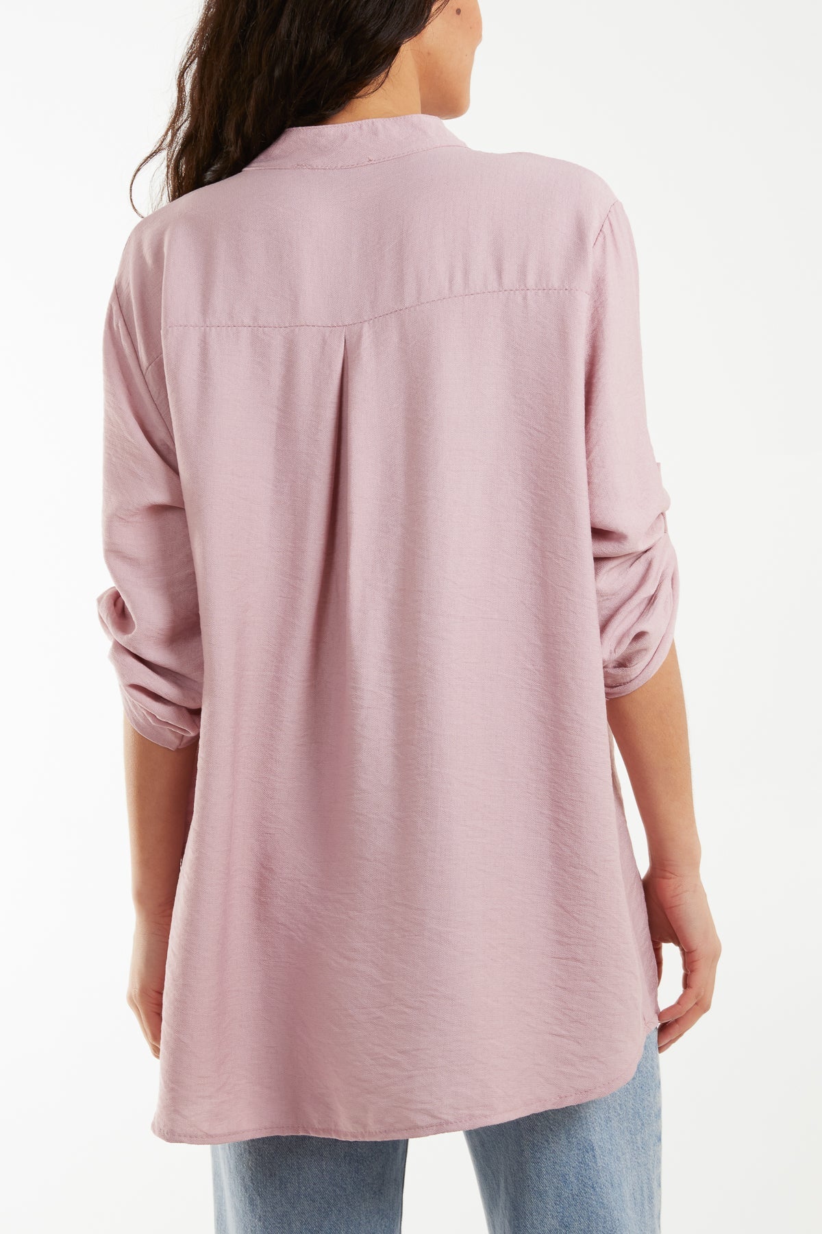 Grandad Collar Tied Up Sleeve Blouse Blouses WearAll