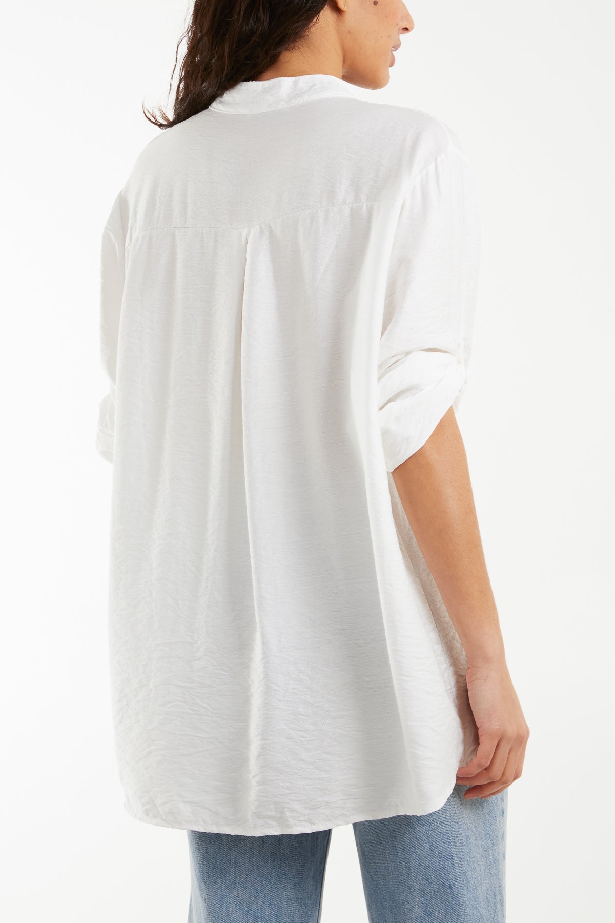 Grandad Collar Tied Up Sleeve Blouse Blouses WearAll