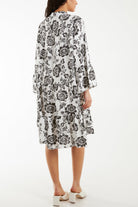 Roses Print Tiered Smock Dress Dresses WearAll