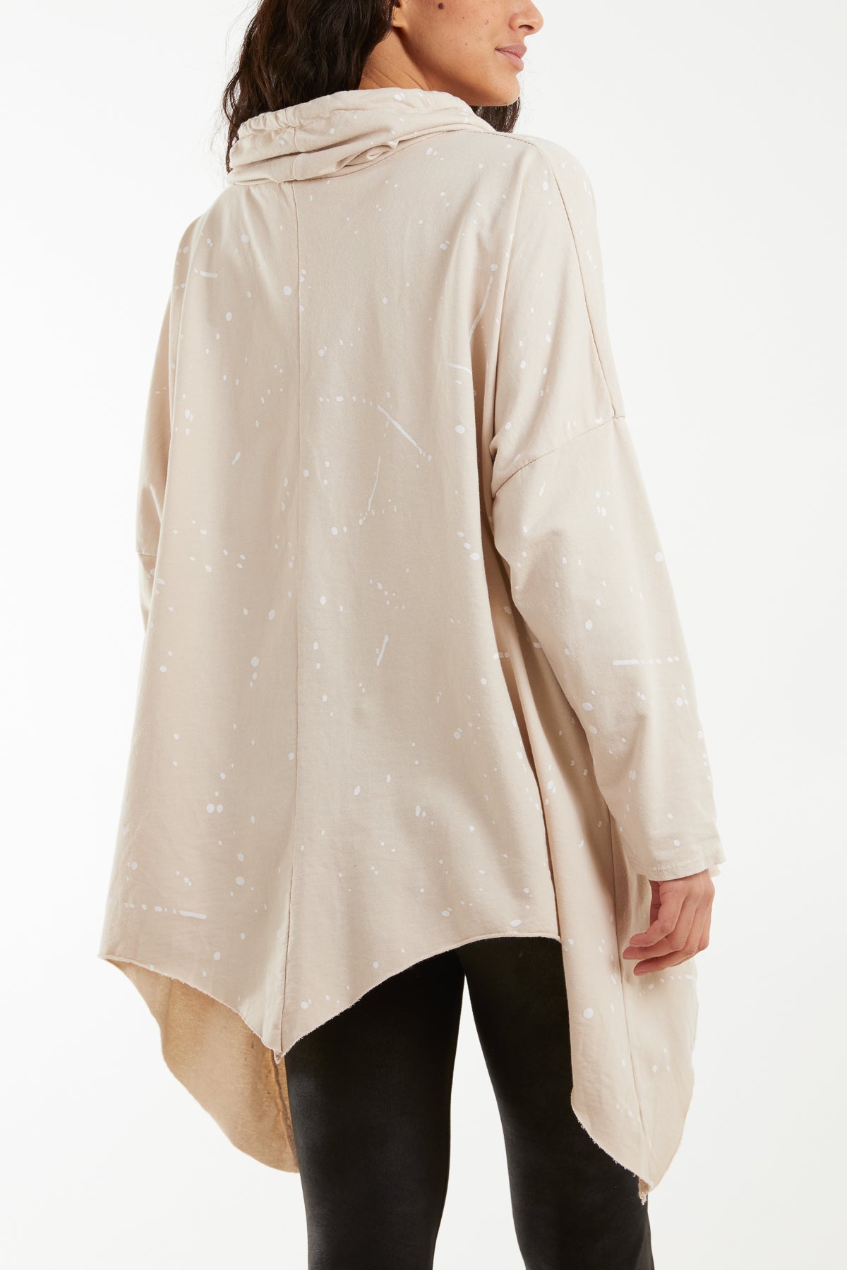 Paint Splatter Cowl Neck Hanky Hem Sweatshirt Sweatshirt WearAll