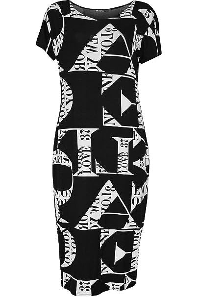Plus Size Short Sleeve Letters Print Midi Dress Dress WearAll