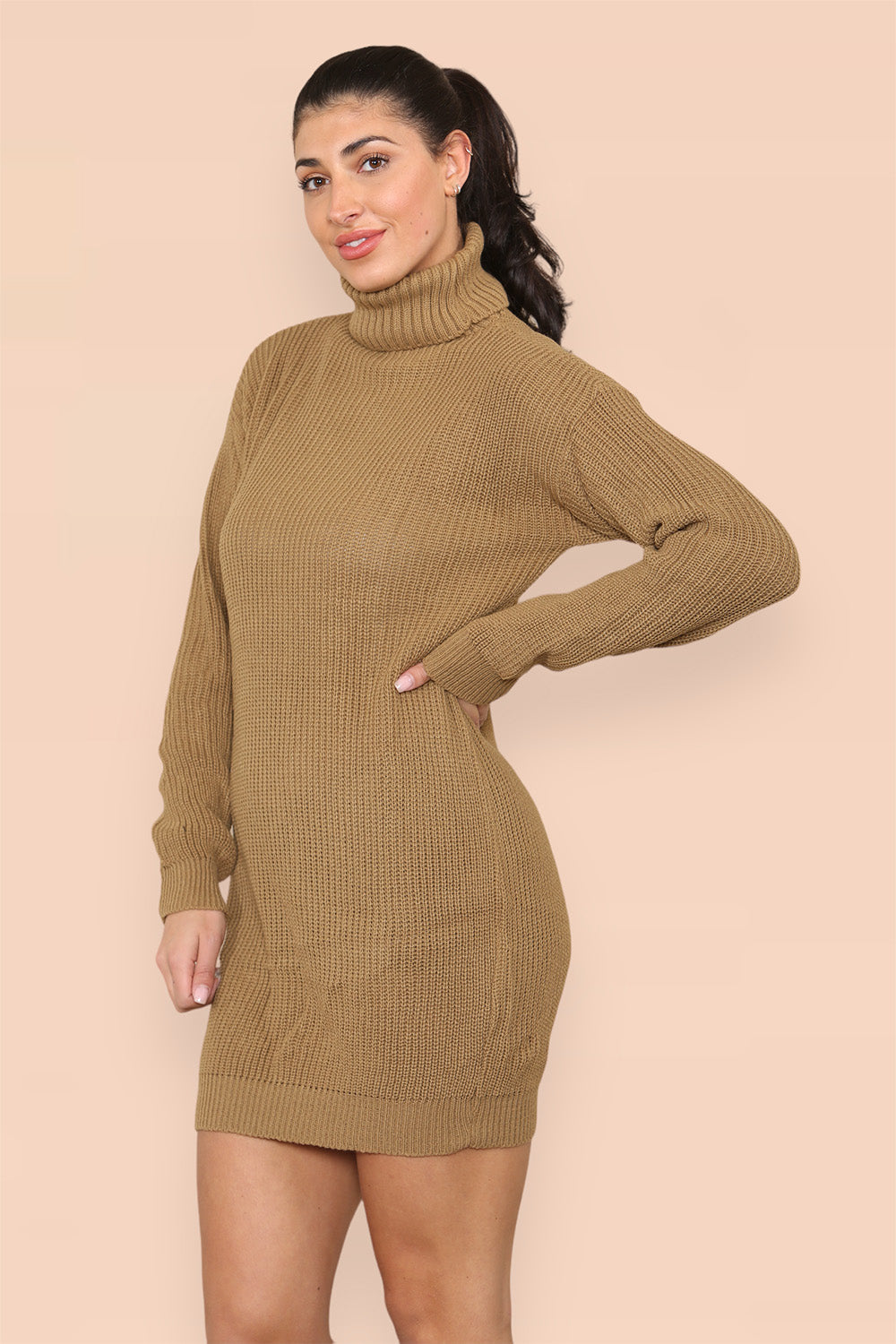 Polo Roll Neck Over Sized Ribbed Knitted Florescent Chunky Sweater Jumper Dress Playsuits & Jumpsuits WearAll