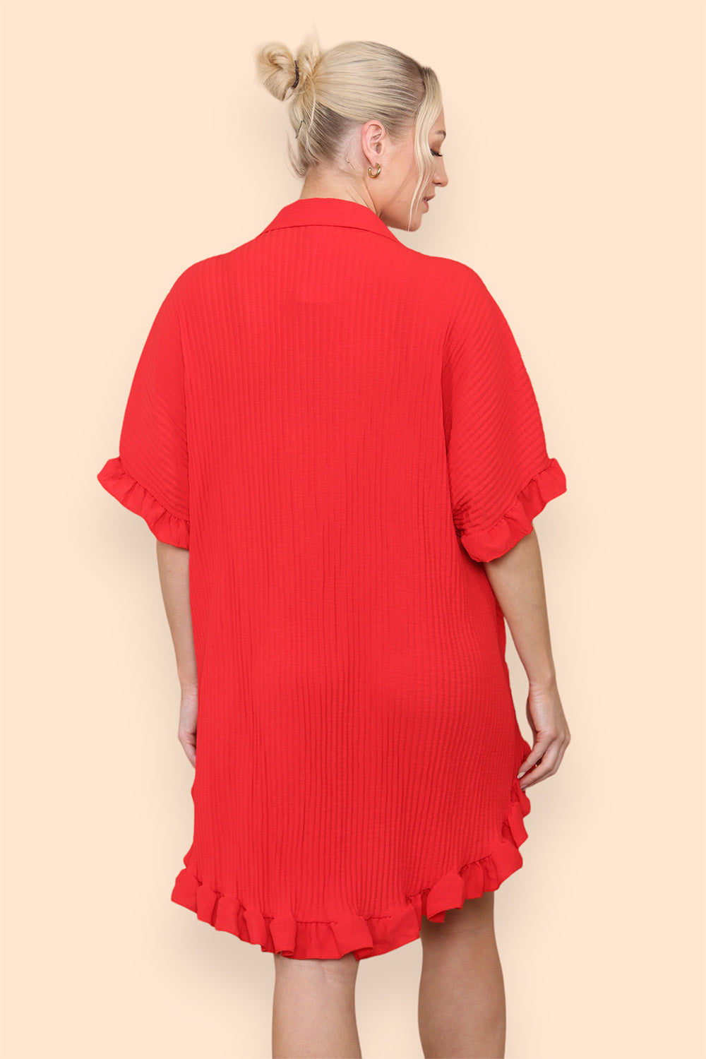 OverSized Italian Gold Button Pleated Frill Ruffle Dress Top Dress WearAll