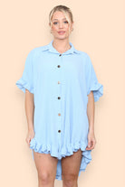 OverSized Italian Gold Button Pleated Frill Ruffle Dress Top Dress WearAll