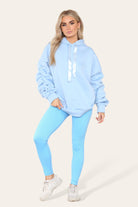 High Waist High Rise Seamless Ribbed Legging Leggings WearAll Sky Blue S/M