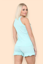 Peplum Sleeveless Suit Button Detail Frilled Shorts Co-Ord Set Co-Ord WearAll