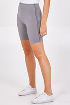 Side Stripe Detail Cycling Shorts Shorts WearAll Grey Melange Small