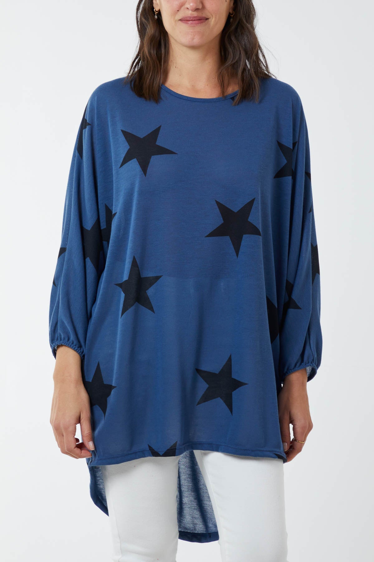 Dip Hem Asymmetric Star Top TOPMF2 WearAll Denim One Size