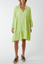 Flare Smock Dress Dress WearAll Lime One Size