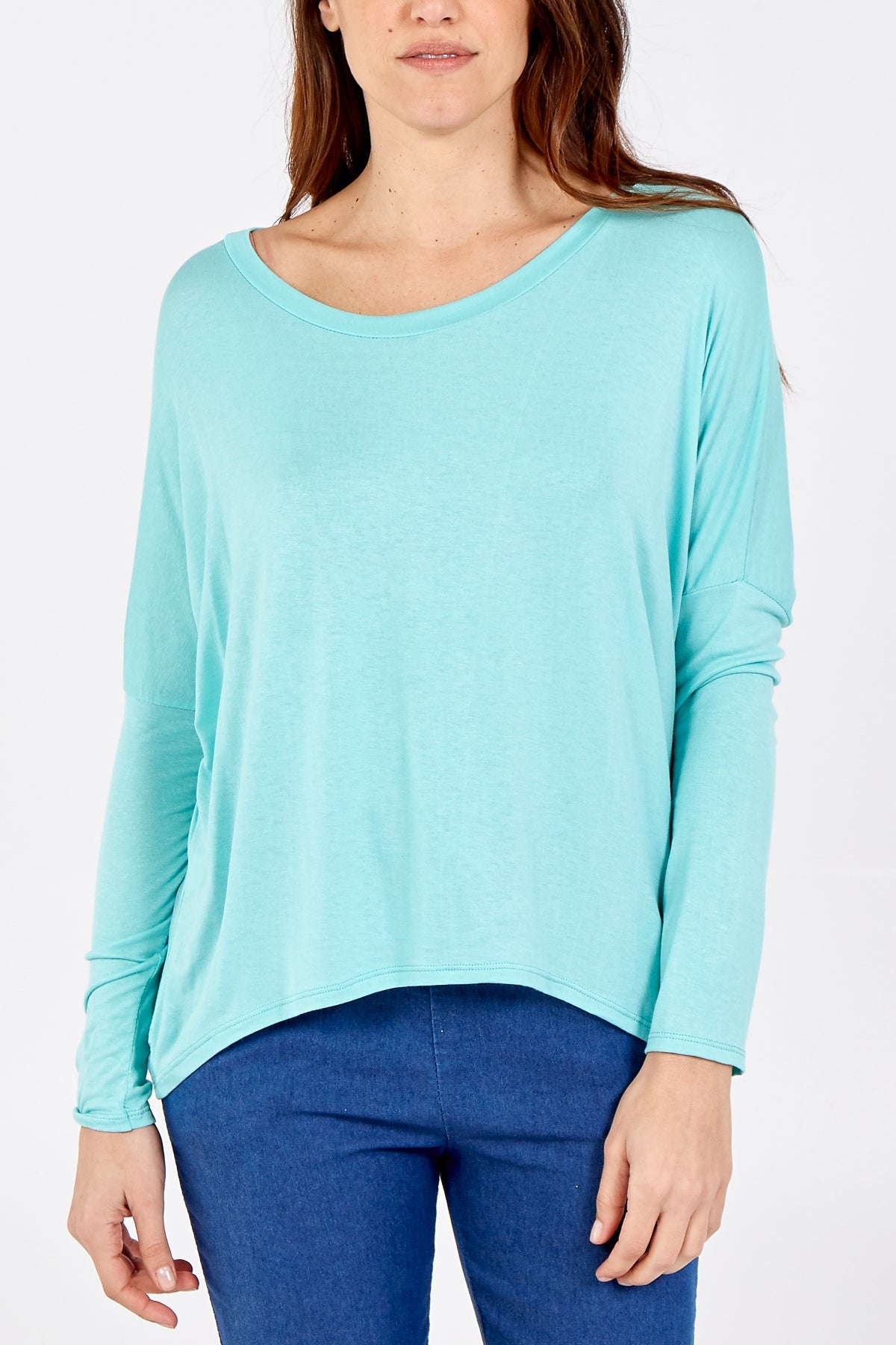 Basic Long Sleeve High Low Top TOPMF2 WearAll Mint One Size