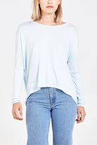 Basic Long Sleeve High Low Top TOPMF2 WearAll Sky Blue One Size