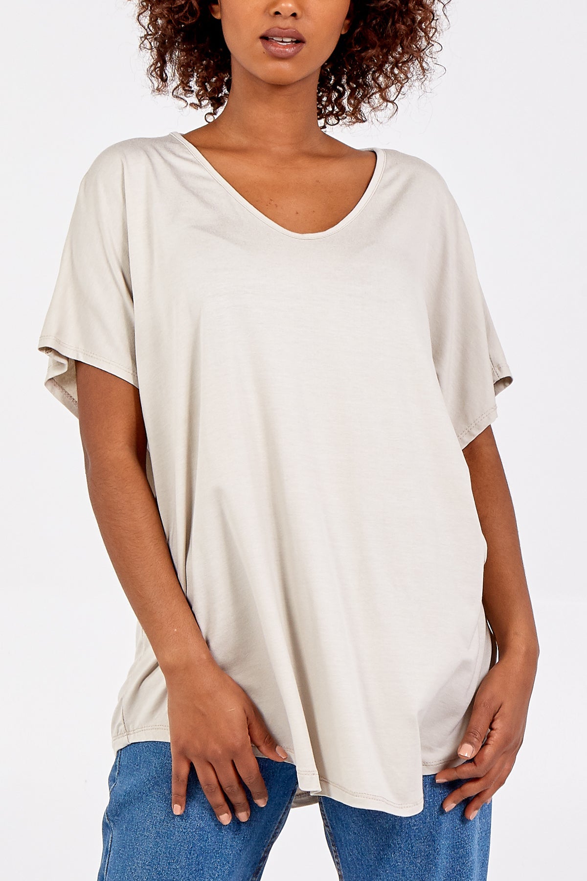Basic Oversized Tee TOPMF2 WearAll Beige One Size