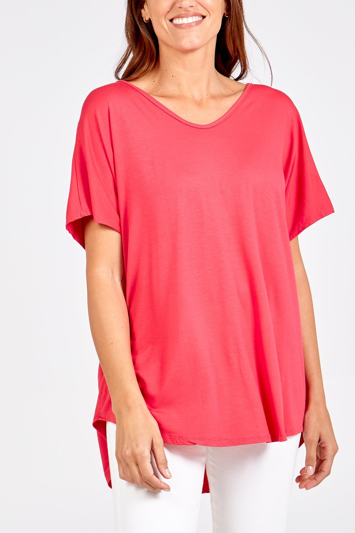 Basic Oversized Tee TOPMF2 WearAll Hot Pink One Size