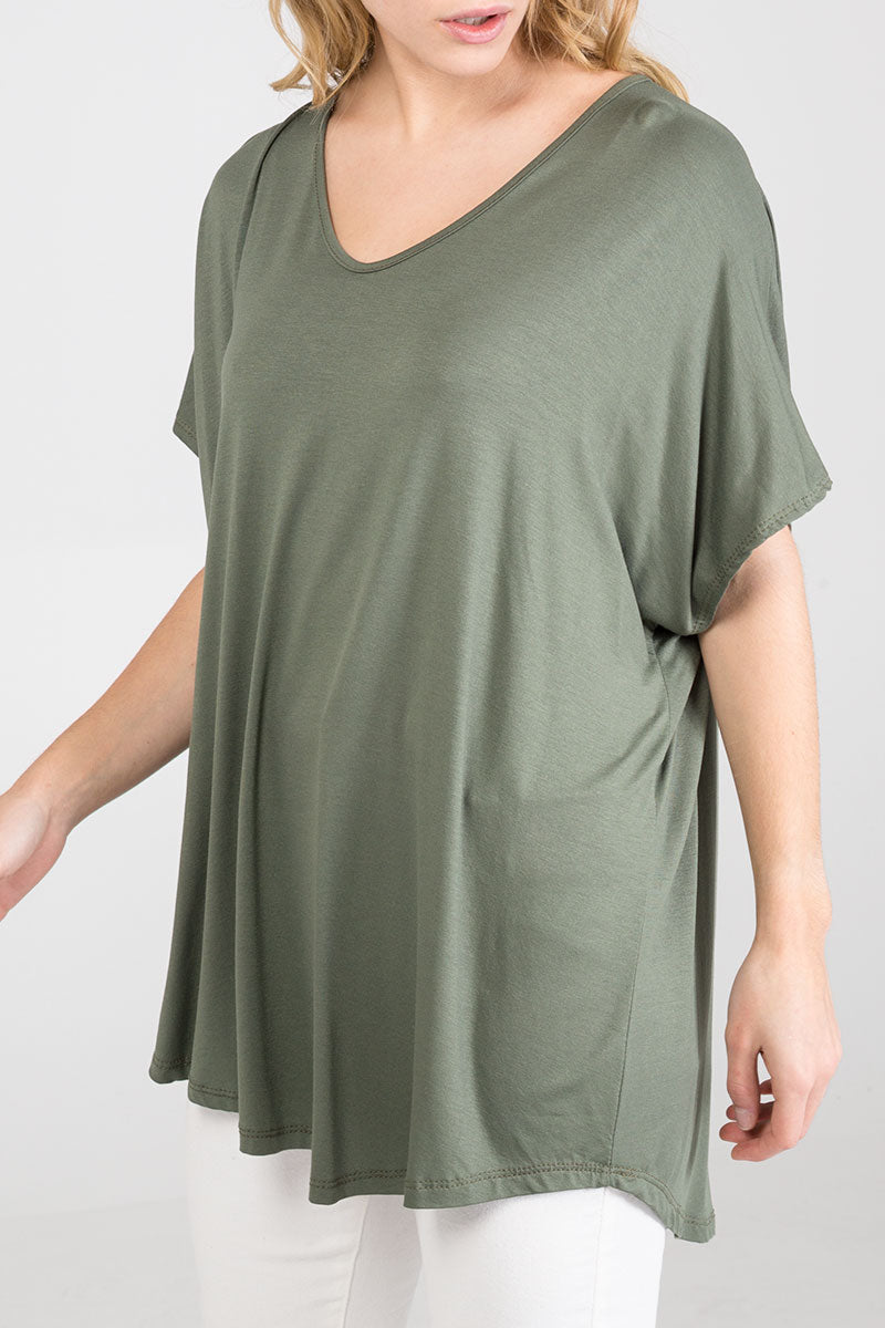 Basic Oversized Tee TOPMF2 WearAll Khaki One Size