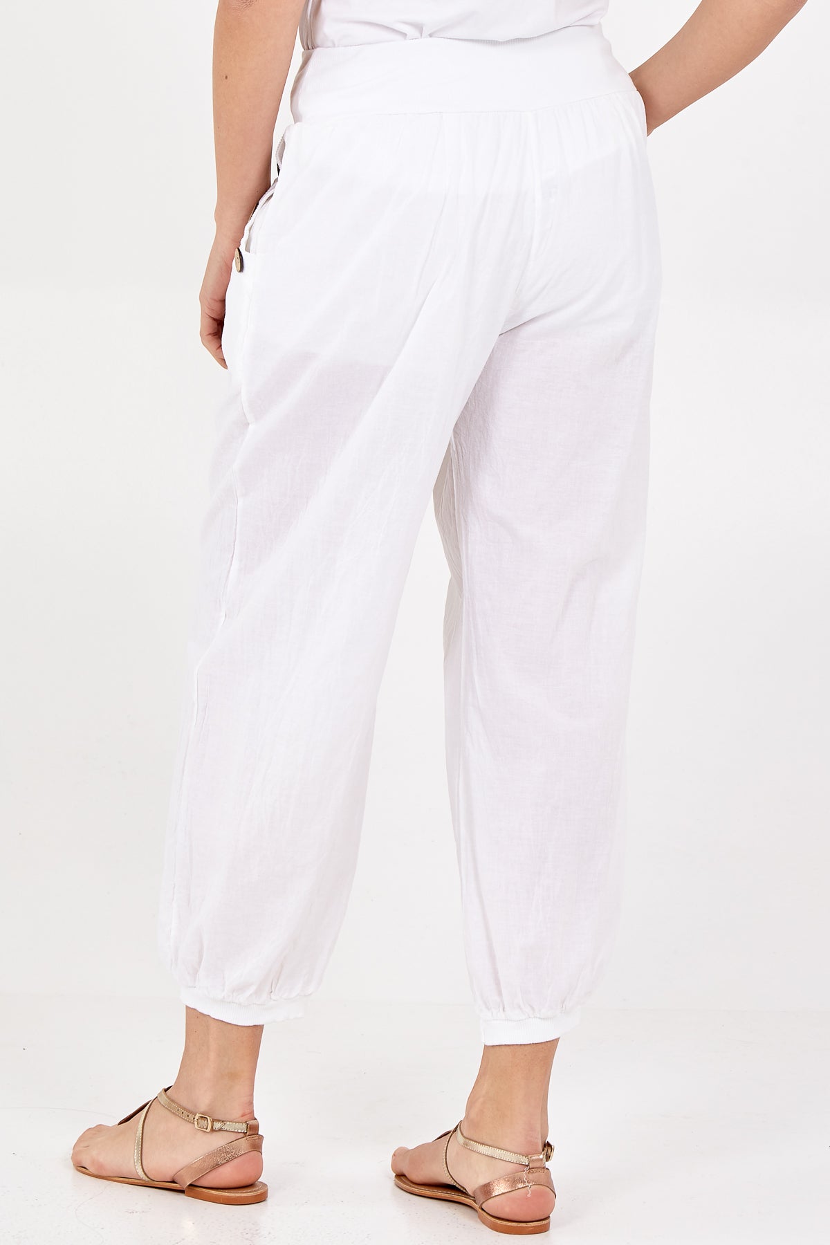 Button Pocket Detail Harem Pants TRS1 WearAll
