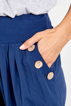 Button Pocket Detail Harem Pants TRS1 WearAll