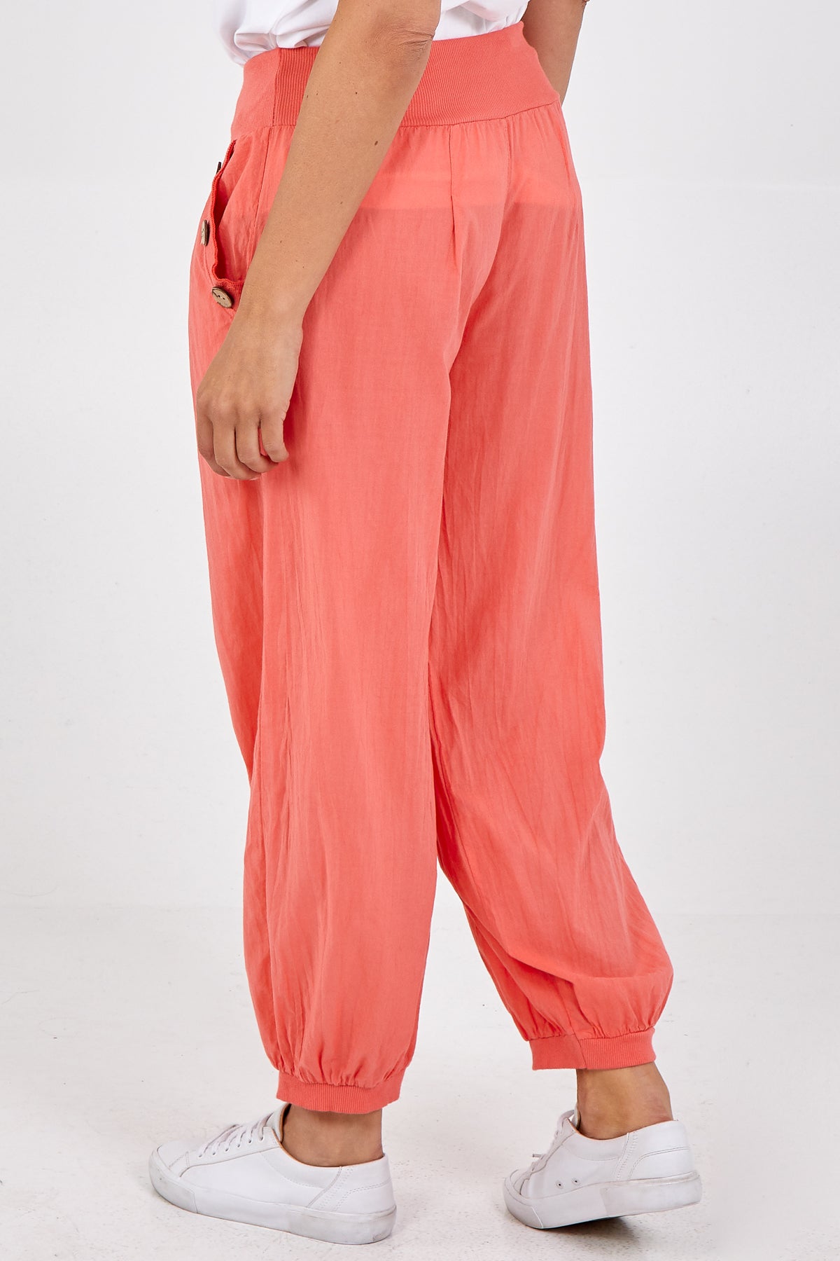 Button Pocket Detail Harem Pants TRS1 WearAll