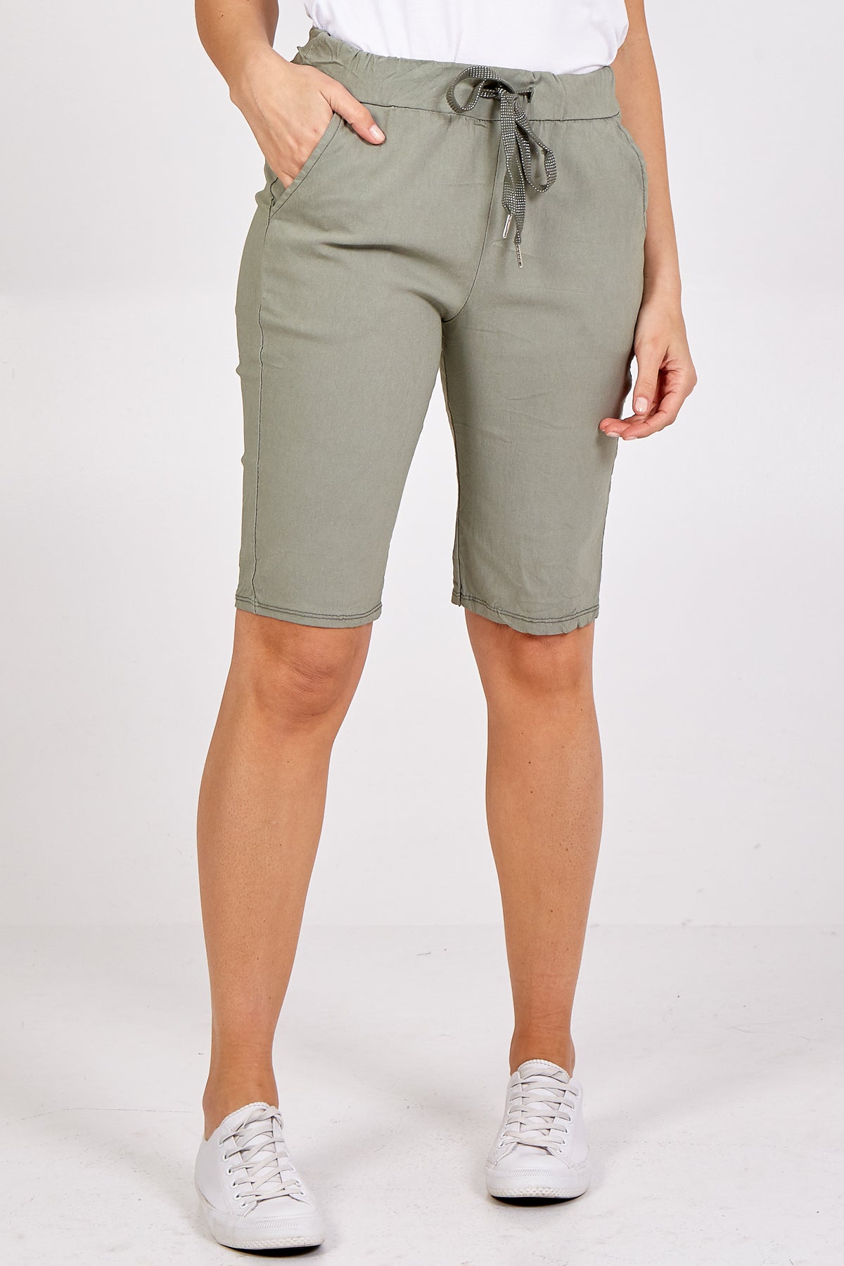 Magic Plain Drawstring Shorts Skirts & Shorts WearAll Khaki 8