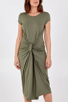 Cap Sleeve Plain Parachute Dress DMF2 WearAll Khaki One Size