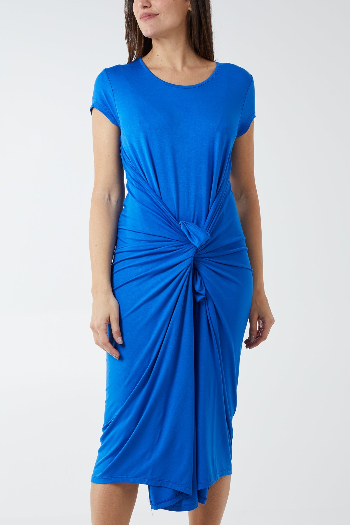 Cap Sleeve Plain Parachute Dress DMF2 WearAll Blue One Size