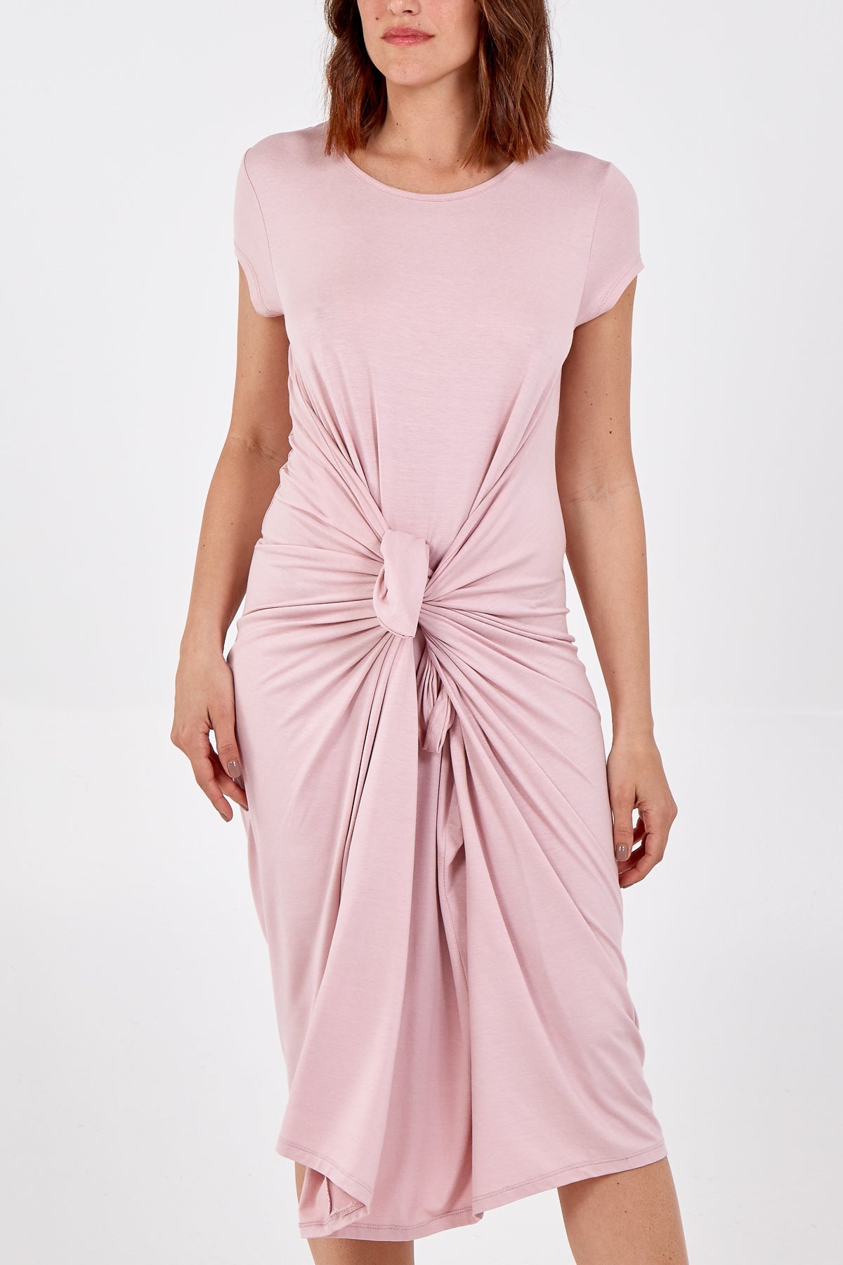 Cap Sleeve Plain Parachute Dress DMF2 WearAll Blush One Size