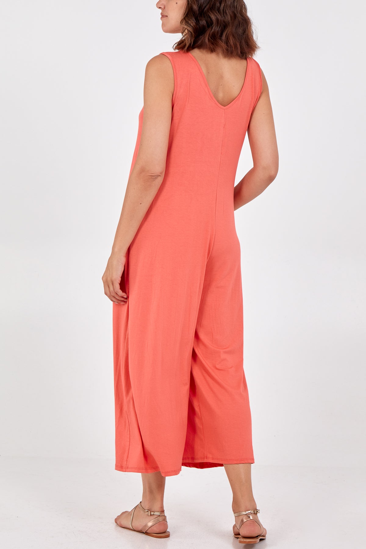 Sleeveless Plain V-Neck Jumpsuit Jump/Play WearAll