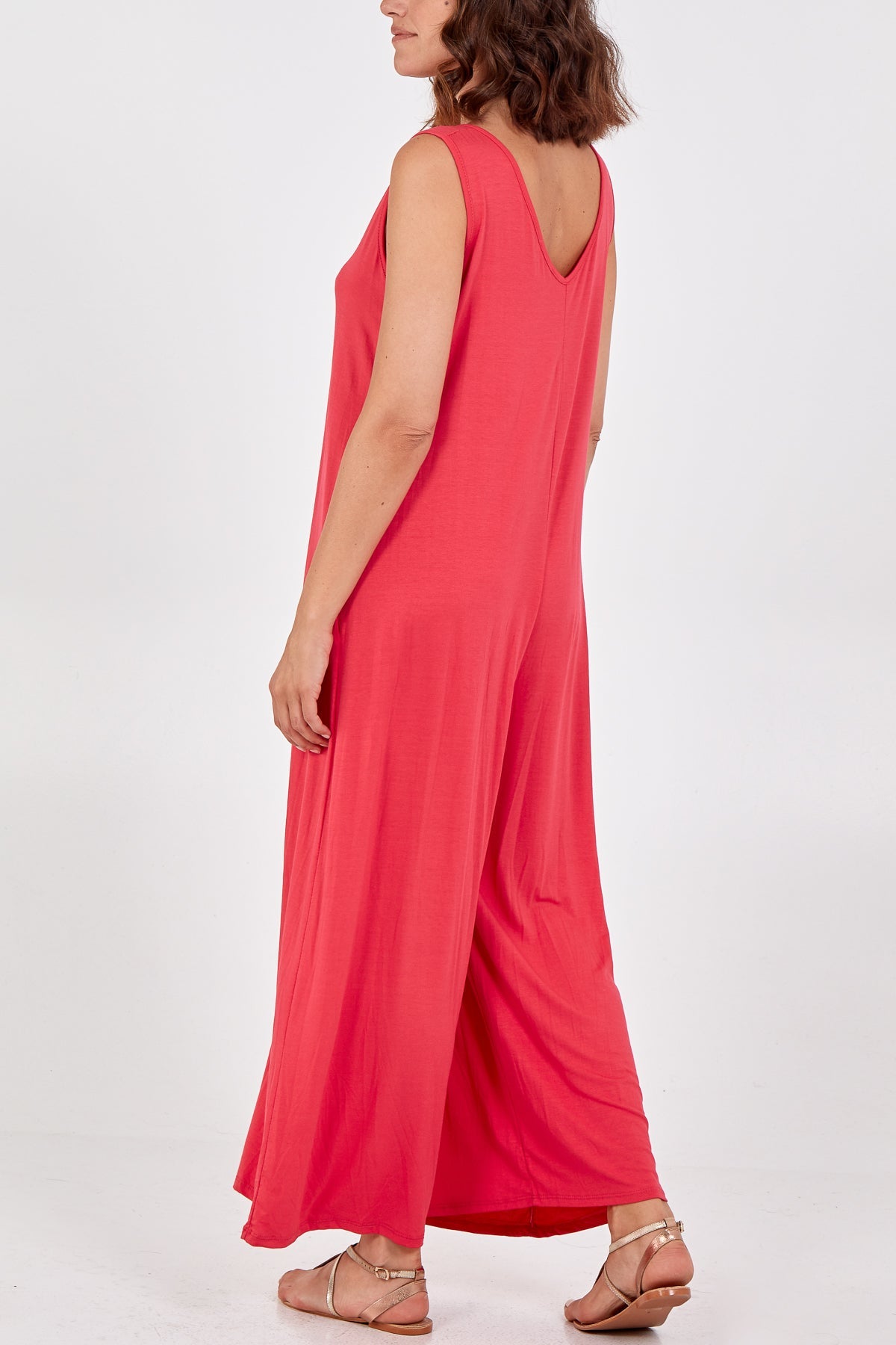 Sleeveless Plain V-Neck Jumpsuit Jump/Play WearAll