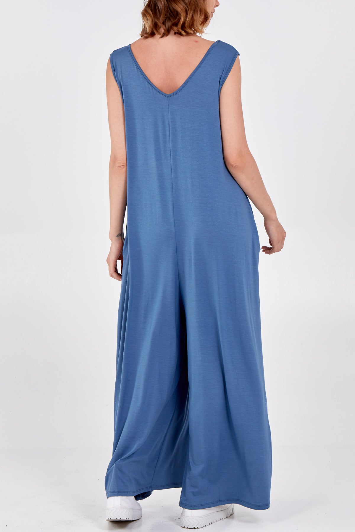 Sleeveless Plain V-Neck Jumpsuit Jump/Play WearAll