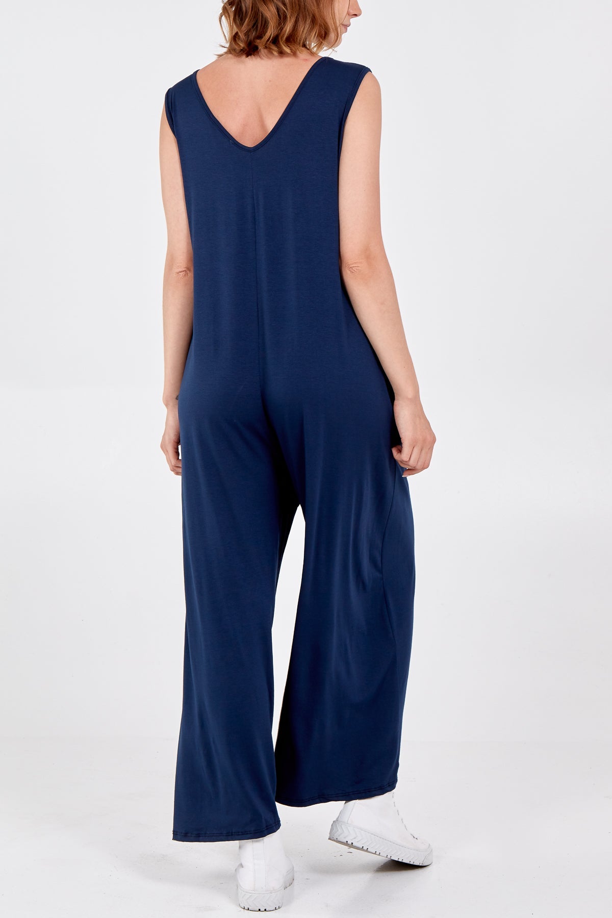 Sleeveless Plain V-Neck Jumpsuit Jump/Play WearAll