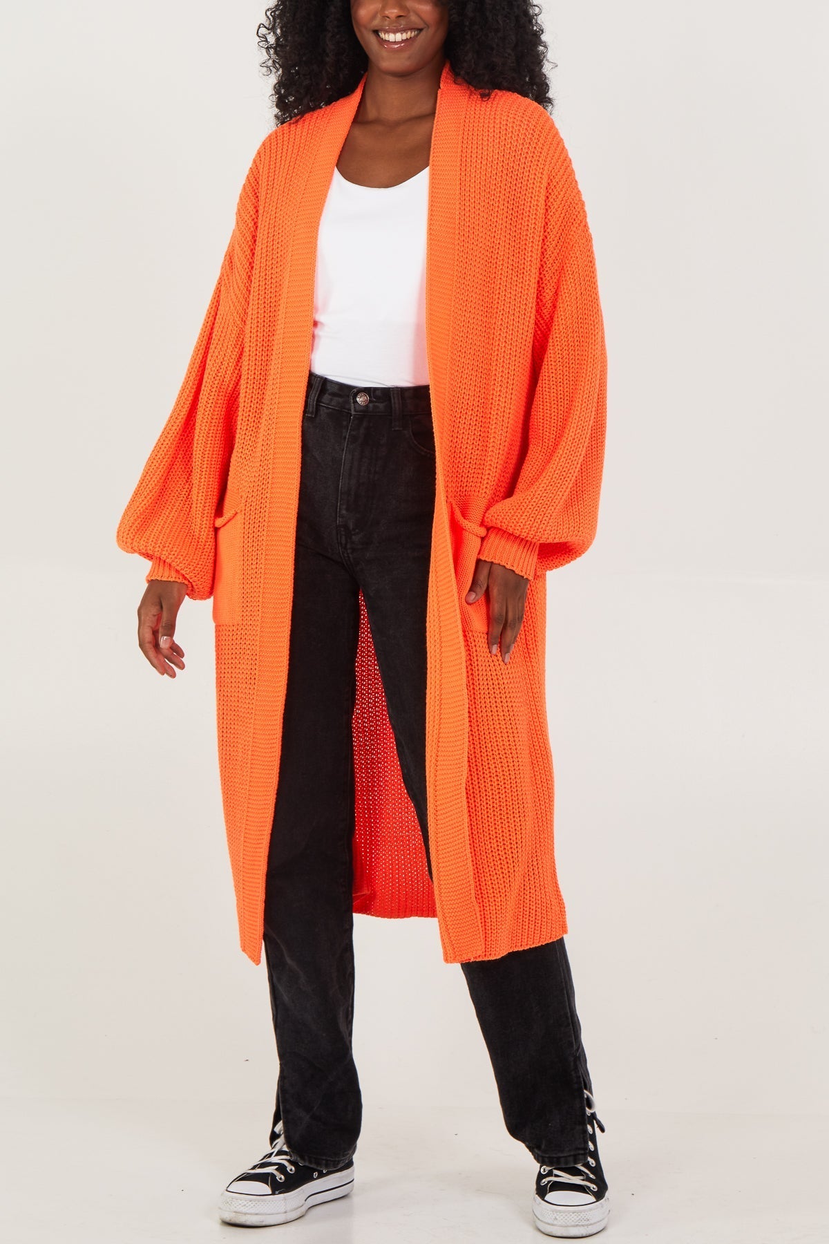 Edge To Edge Knitted Long Cardigan CMF1 WearAll Orange One Size