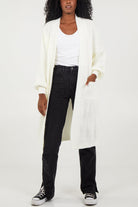 Edge To Edge Knitted Long Cardigan CMF1 WearAll Cream One Size
