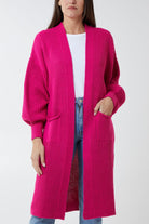 Edge To Edge Knitted Long Cardigan CMF1 WearAll Fuchsia One Size
