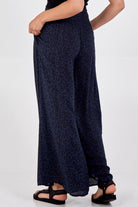 Leopard Print Ruched Waist Wide Leg Trousers TRS1 WearAll