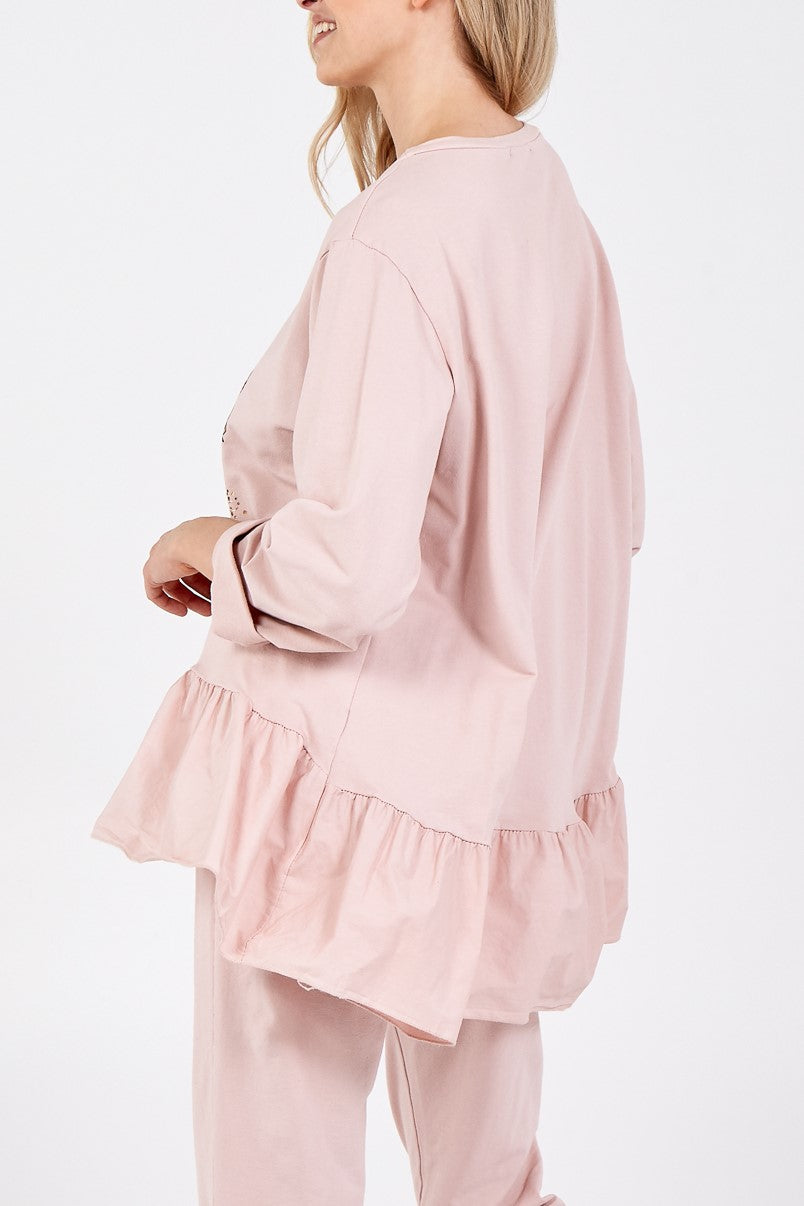 Butterfly Frill Hem Sweatshirt TOPMF2 WearAll