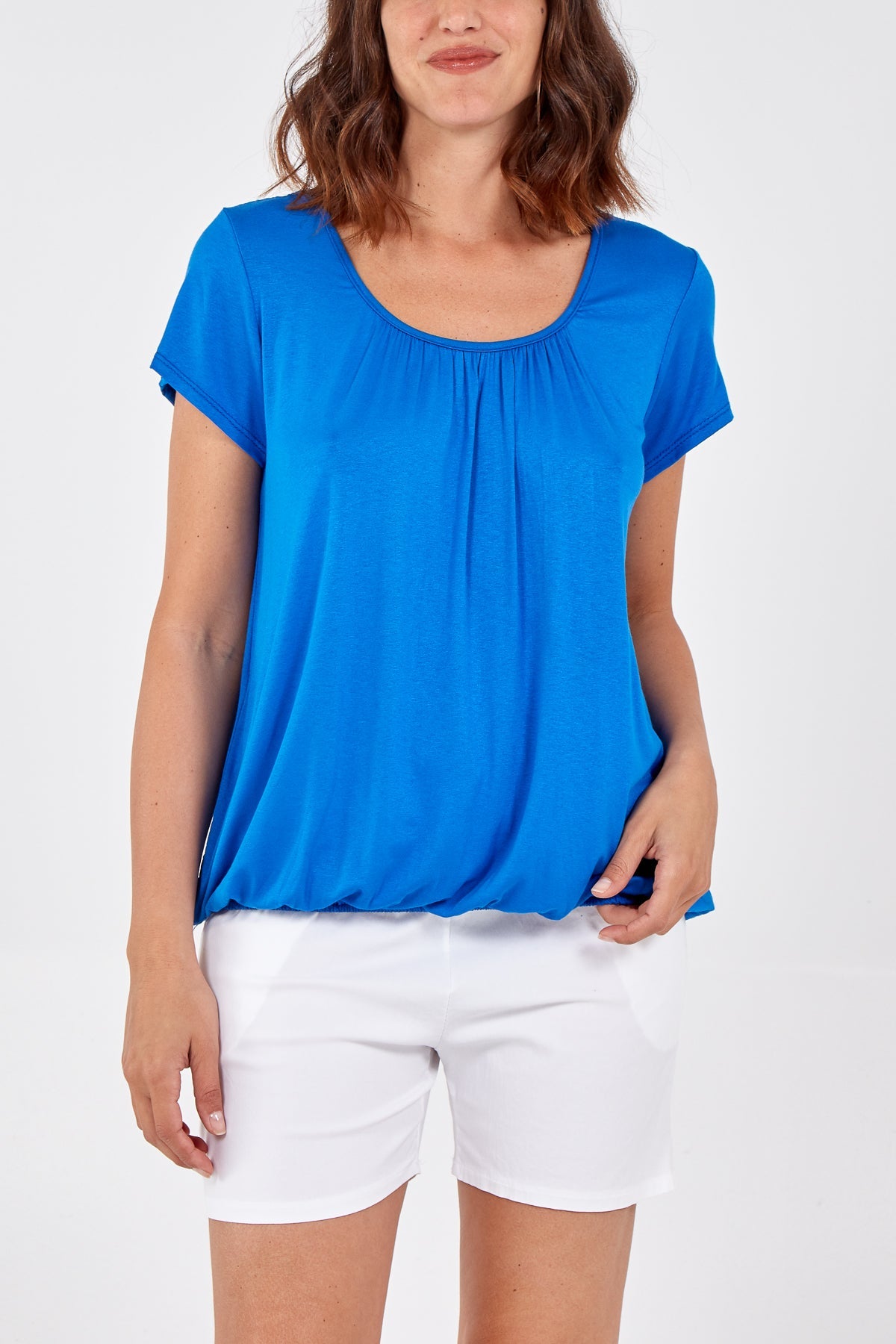 Scoop Neck Elastic Top TOPMF2 WearAll Royal Blue One Size