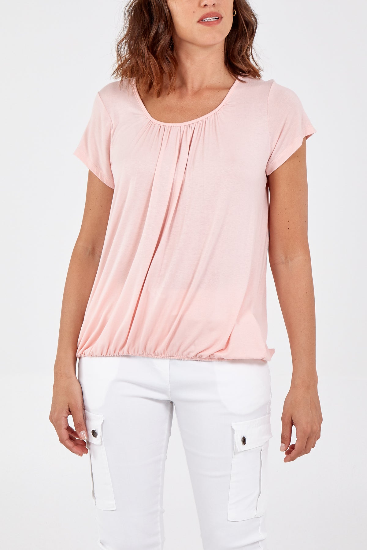Scoop Neck Elastic Top TOPMF2 WearAll Blush One Size