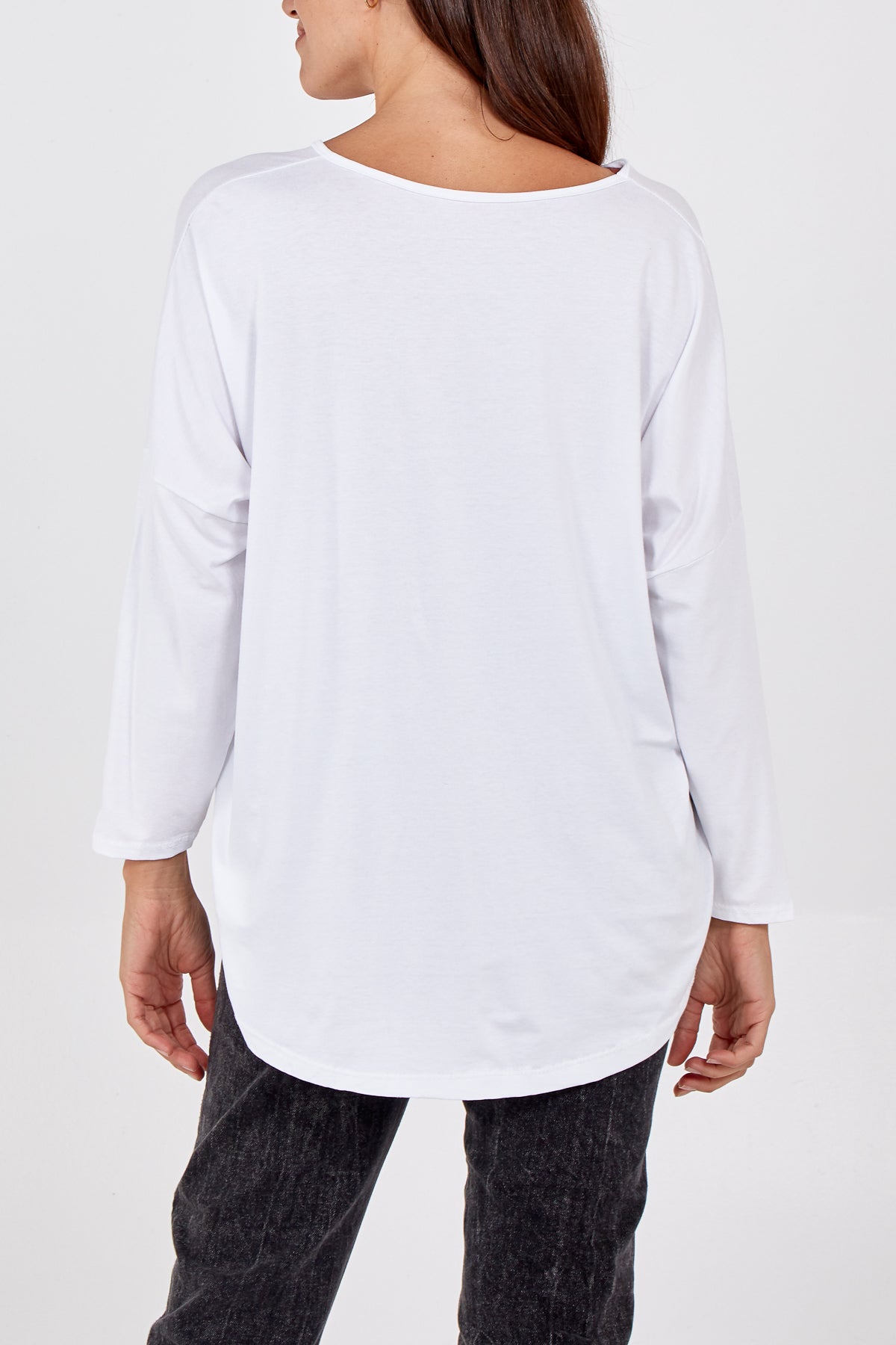 High Low Curved Hem Long Sleeve Top TOPMF2 WearAll