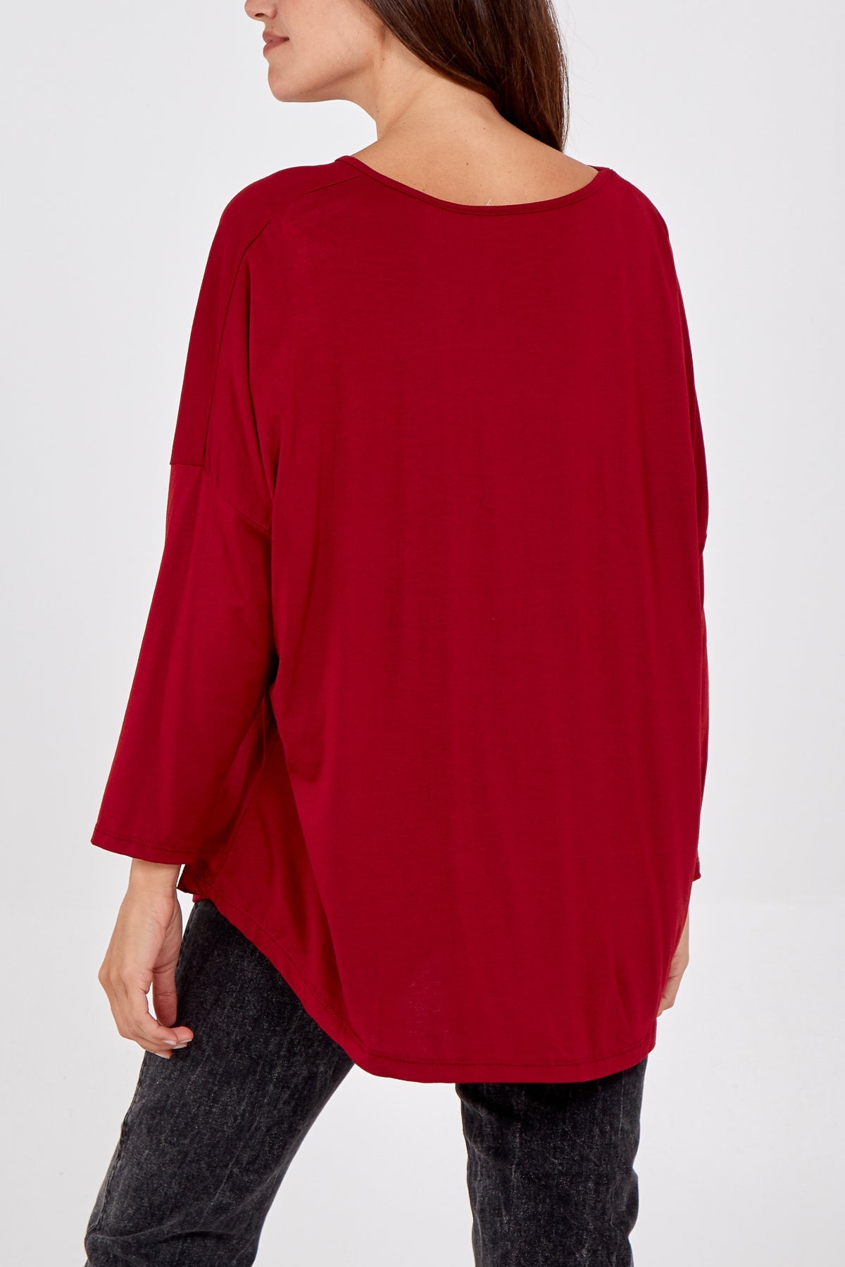 High Low Curved Hem Long Sleeve Top TOPMF2 WearAll