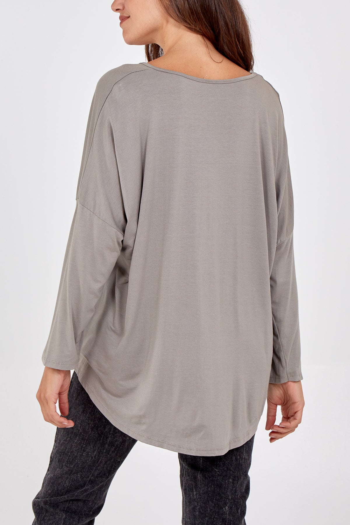 High Low Curved Hem Long Sleeve Top TOPMF2 WearAll