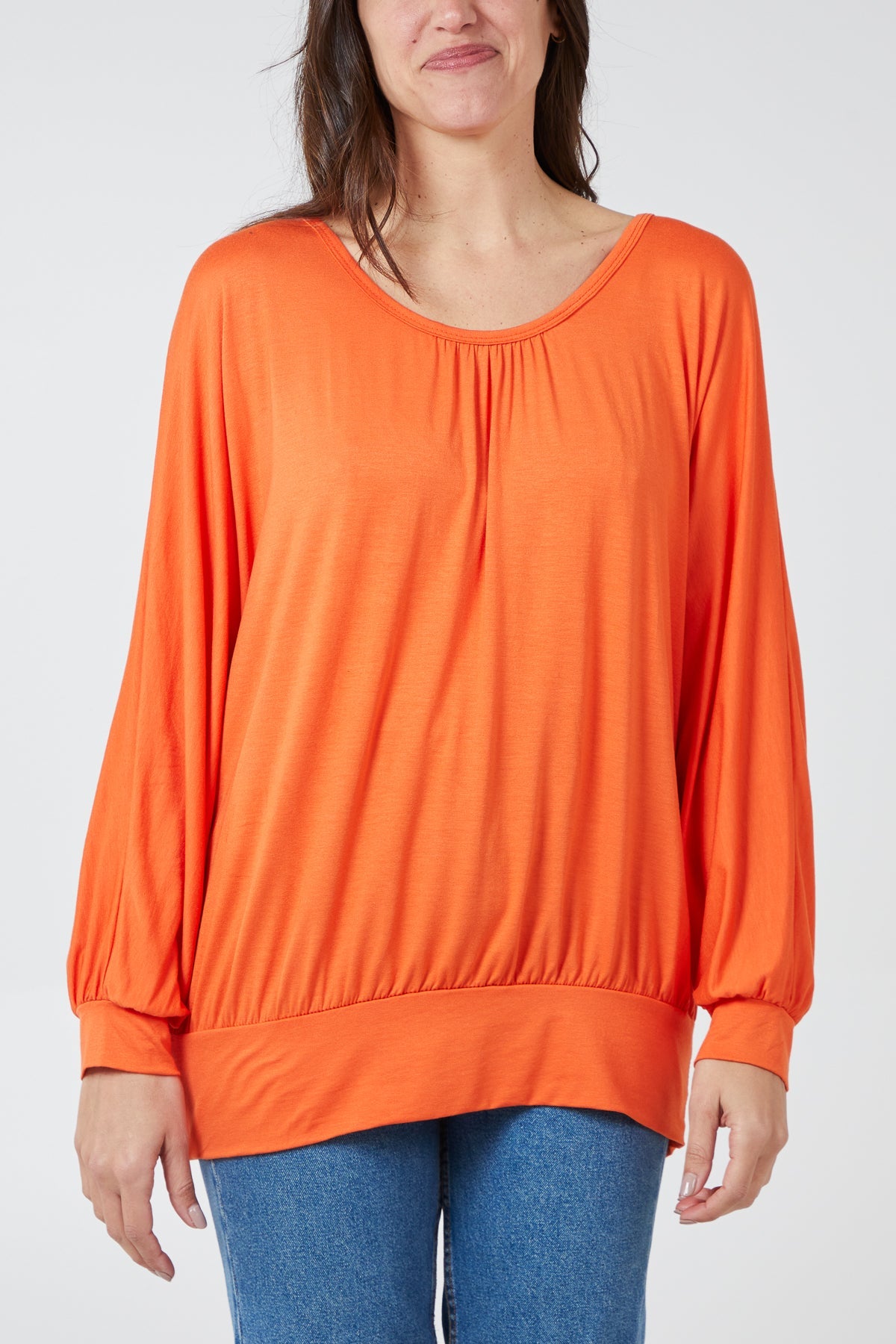Long Sleeve Crossover Back Top TOPMF2 WearAll Orange One Size