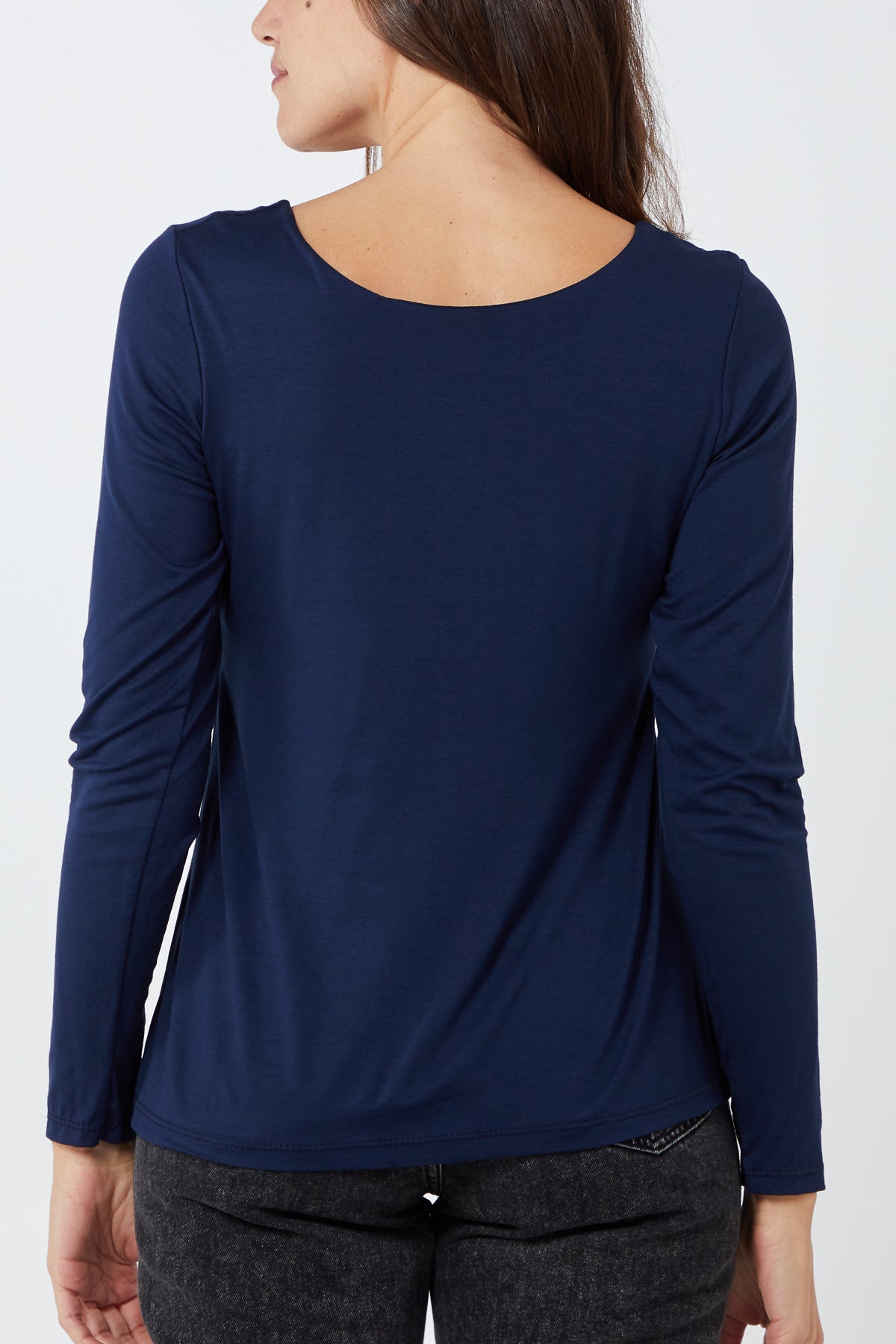 Basic Double Layer Scoop Neck Long Sleeve Top TOPMF2 WearAll